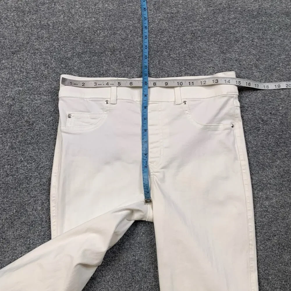Spanx Jeans Womens M Medium White Denim Stretch Ankle Skinny High Rise Pull On